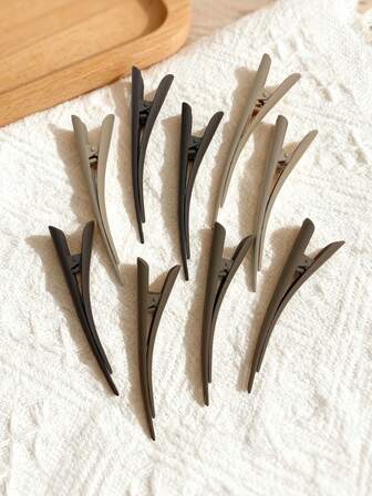 9pcs Women's Long Pointed Hair Clips, Minimalist Casual Versatile Retro Elegant Sweet Fashion Trending Coffee Color Autumn/Winter, Plastic Material Bangs Clip Side Clip Alligator Hair Clip For Daily Wear Styling Decoration Outfit Matching, Claw Clips, Hair Slide, Hair Barrettes