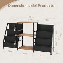 Librero, Estante Organizador con Dos Repisas para Exhibición y Almacenamiento, Mueble para Tocadiscos,Librero Minimalista, Base Ajustable, para Oficina, Salón, Dormitorio(default) - Multicolor - Ver 3
