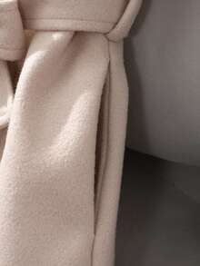 Girls' Casual Mid-Length Woolen Jacket With Lapel Collar, Versatile