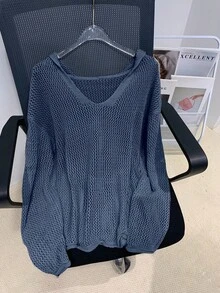 Damen Pullover mit Kapuze und Hohlmuster, vielseitiger Strickpullover mit Langarm, geeignet für Halloween und Weihnachten