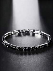 1 Piece Men's Hip-Hop Diamond Bracelet, Sparkling, Unisex Micro-Inlaid Zirconia Bracelet, Suitable For Daily Wear, Exquisite Gift