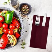 Dark Burgundy Napkins Hand Towels Disposable, Linen-Feel Dinner Napkins With Prefolded Built-In Flatware Pocket, Guest Paper Hand Towels For Wedding, Dinner Or Party (16x16in, 50Pack),DarkBurgundy - 深勃根地酒紅 - 查看 7