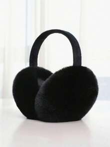 1pc Women's Warm Foldable Plush Ear Warmers Ear Muffs With Earmuffs Winter Outdoor Ear Covers, Suitable For Winter Activities Winter Accessories Women Winter Clothes - Black - View 1
