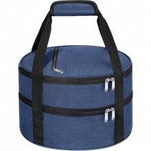 ‌1 Pc Insulated Casserole Carrier Bag Grey Elegant Leakproof Food Container For 12.5 Inch Baking Dishes Pies Hot Cold Meals Multi-Use Portable With Handles For Women Men Gifts Picnic Party Office Potluck Travel Family Gathering‌ - 藏蓝色 - 查看 1