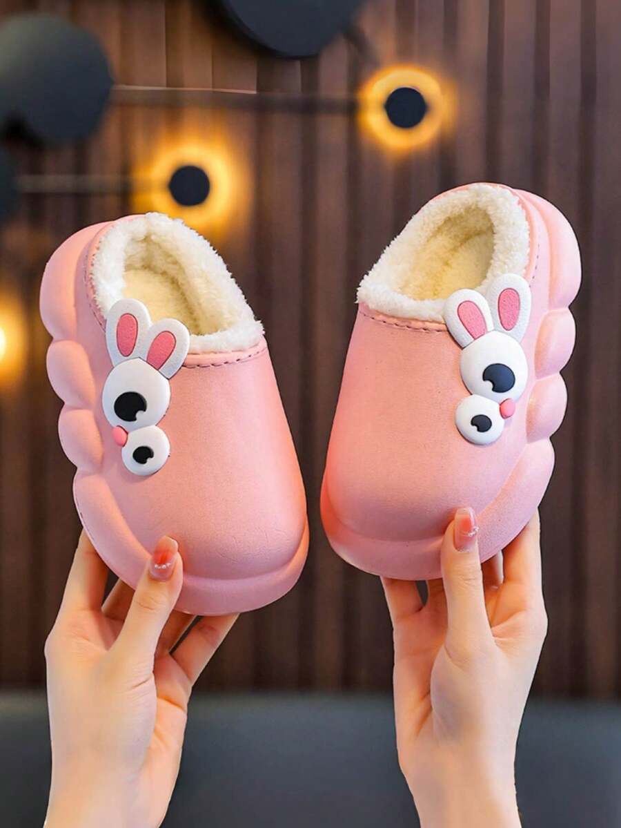 Kids Plush Slippers Autumn/Winter New Style, Children's Cute 3D Dog Design Soft Plush Indoor Home Slippers, Warm Thick Comfortable Sole, Non-Slip Soft Sole, Warm Winter Indoor House Shoes For Boys & Girls, Lightweight Cozy Baby Footwear - Pink - View 1