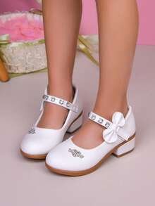 1 Pair Girls' Fashion Pearl Decor High Heel Shoes, Suitable For Party, Wedding, Dance, Performance, Student Outdoor Heels, Spring/Summer - White - View 1