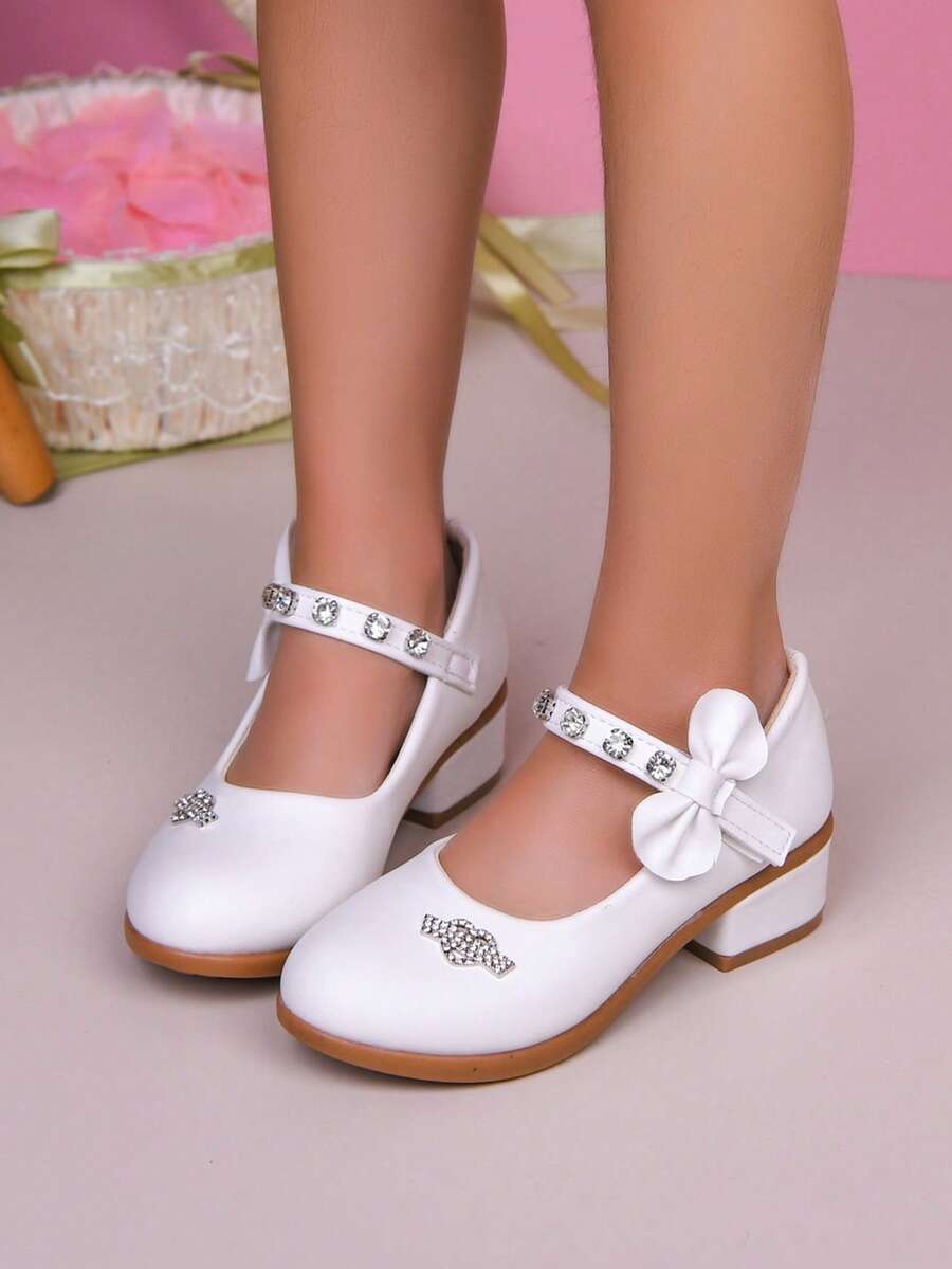 1 Pair Girls' Fashion Pearl Decor High Heel Shoes, Suitable For Party, Wedding, Dance, Performance, Student Outdoor Heels, Spring/Summer - White - View 1