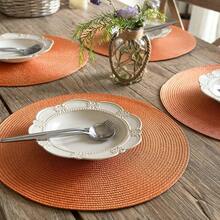 FunWheat Round Braided Placemats Set Of 8 Table Mats For Dining Tables Woven Washable Non-Slip Place Mats 15 Inch(Pumpkin Orange,8pcs),PumpkinOrange15inchessetof8 - LabuJeruk15 inciset8 - View 5