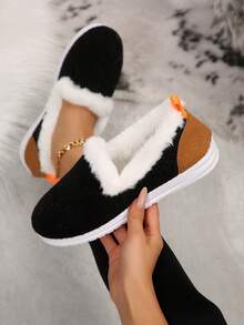 Damskie, proste, jednokolorowe, modne, codzienne, ciepłe buty, odpowiednie do domu, biura, na jesień/zimę, do noszenia w pomieszczeniach i na zewnątrz, buty futrzane