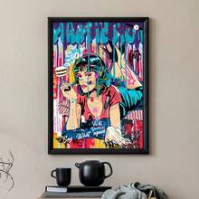 1pc Unframed Canvas Poster, Modern Art, Movie Poster Graffiti Canvas Painting, Pop Fiction Fashion Wall Art, Makeup Wall Decor, Canvas Prints, Posters, Colorful Picture, Wall Decoration For Girls And Women,Ideal Gift For Bedroom Living Room Corridor, Wall Art, Wall Decor, Winter Decor,Room Decor