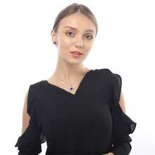 AILUOR Five-Pointed Star Sapphire Crystal Pendant Necklace, Fashion Silver Crystal Hollow Star Jewelry For Women,Blue - Màu xanh lam - Xem 8