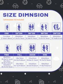 1件卡通火箭和UFO印花磨毛床笠，卧室印花床罩，床上用品（不含枕套）