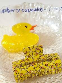 1件/3件套，可爱卡通鸭子发夹，大号长方形亚克力爪夹配向日葵发卡，甜美黄色鸭子设计，防滑，Y2K时尚，适合青少年和成人，是假日、派对和日常佩戴的完美女性发饰 - 彩色 - 查看 16