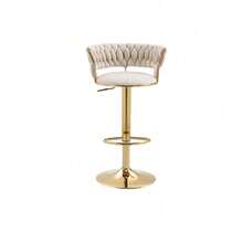 Lot de 2 Tabourets de Bar Rotatifs 360° en Velours - Dossier Confortable et Hauteur Réglable d'une Main - Design Ergonomique pour Îlot de Cuisine et Salon (Couleur Vert) - Ivoire + Velours + Mousse - Voir 7