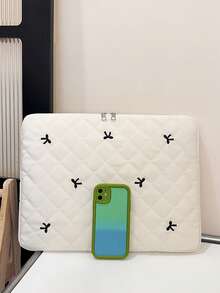 Funda para laptop con forma de diamante bordada y lazo, estuche para tablet PC, funda para laptop, bolsa para computadora, bolsa para laptop resistente al agua para negocios y regreso a clases