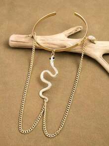 Boho Crystal Pendant Cuff Open Bangles For Women Wedding Bridal Goth Tassel Link Arm Bracelets Party Jewelry Gift - Snake-shaped Arm Ring - View 14