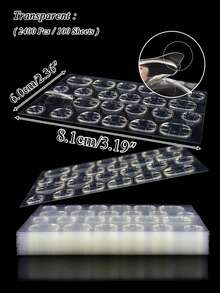 100張/2400pcs超粘性果凍式指甲貼，帶雙面透氣防水胶帶，可DIY，不留痕跡 - 無色 - 查看 9