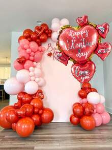 1pc 38-Inch Heart-Shaped Foil Balloon, Suitable For Valentine's Day, Birthday, Romantic Wedding Theme, Anniversary, Date Night, Valentine's Day, Party Decorations - Multicolor - View 3