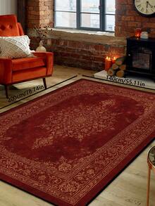 1 件复古风格地毯，做旧红色波西米亚传统涤纶矩形易护理可洗区域地毯，适用于客厅、走廊、床边、起居室、卧室、办公室、厨房、农舍家居装饰 - 彩色 - 查看 23