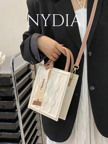 Old Moeny,輕便,商務休閒迷你字母圖形紋理方形袋適合青少年女孩,女性,大學生,新手和白領工作者,完美適用於辦公室,大學,工作,商務,上下班,戶外,旅遊和郊遊 - 彩色 - 查看 1