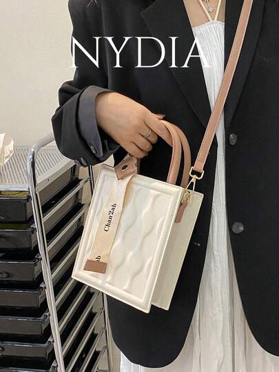 Old Moeny, Lightweight,Business Casual Mini Letter Graphic Textured Square Bag For Teen Girls Women College Students,Rookies & White-Collar Workers Perfect For Office,College,Work ,Business,Commute,Outdoors, Travel, Outings