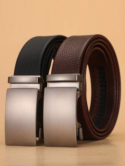Men's Sliding Ratchet Belt - Automatic Buckle, Dual-Color Design, Durable & Fashionable, Suitable For Suit Pants, Shirts And Formal Wear - Father's Day Gift, Formal Accessory, Fashion Accessory, High-Quality Craftsmanship