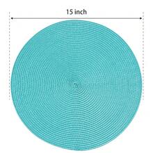 FunWheat Round Braided Placemats Set Of 4 Table Mats For Dining Tables Woven Washable Non-Slip Place Mats 15inch (Turquoise, 4pcs),Turquoise15inchessetof4 - Turquoise15inchessetof4 - View 3