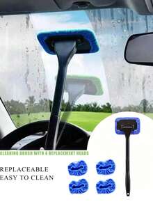 A Two-In-One Windshield Wiper Set With Interchangeable Heads – A Fog-Resistant Wiper And Dust Removal Tool, Perfect For Clear, Transparent Windows – Suitable For Car Washing And Glass Cleaning.
