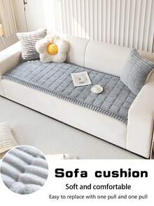 1 pieza Funda completa para sofá, nórdica de peluche acolchado 3D con cobertura completa de reposabrazos, antideslizante y apta para mascotas para sofás de 1 a 4 plazas - Gris - Ver 5