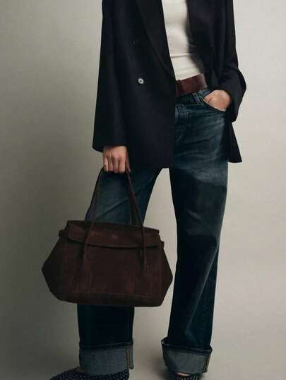 1个纯色麂皮都市手提包，复古风格，大容量单肩/手提包，配有双提手和按扣。适合旅行、购物、约会，也可作为礼物赠送。是少女、女大学生、职场新人及上班族的理想之选。完美适用于办公室、学校、工作、商务、通勤、户外活动、旅行和郊游。不含礼品袋。