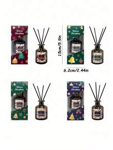 1 Conjunto de Vela Perfumada Sem Chama de Natal, Embalagem Bonita, Várias Opções de Fragrância, Serve como Difusor de Fragrância e Decoração, Adequado para Fragrância Doméstica, Purificação do Ar e Decoração de Feriados, Decoração Interna de Natal (4 Varetas de Rattan) - Duoxiang - Visão 6