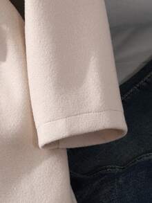 Girls' Casual Mid-Length Woolen Jacket With Lapel Collar, Versatile