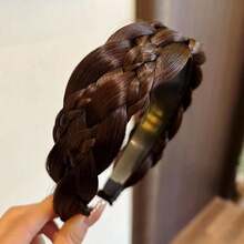 Headband 5 Strands Synthetic Hair Plaited Headband Braid Braided With Teeth Hair Band Beauty Accessory Stretch Braid Headbands Hairpiece For Women (Dark Brown-Style 2),Darkbrown-Style2 - 深棕色-風格2 - 查看 5