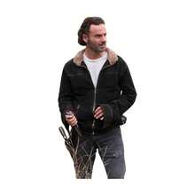 Grimes Walking Season 5 Fur Shearling Collar Brown Suede Motorista chamarra para hombre, caf Oscuro - piel de Ante, Small - inicial - Ver 3