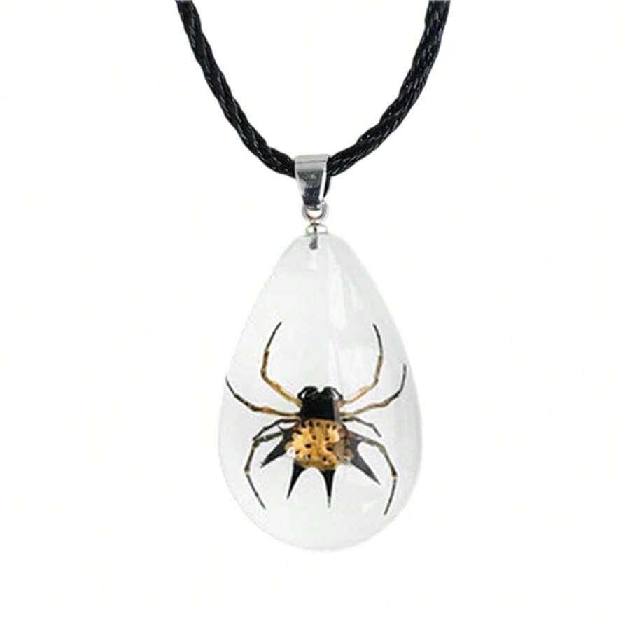 POYAMUSE Real Scorpion Pendant Necklace For Men And Women - Resin Bug Necklace, Scorpion Pendant Necklace - Amber Insect Necklace,Spider - Nhện - Xem 1