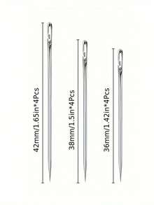 12支装不锈钢易穿线侧孔缝纫针，带侧孔，手缝针，自穿线侧缝针，适用于暗缝、DIY项目和家用缝纫配件、手工用品 - 彩色 - 查看 10