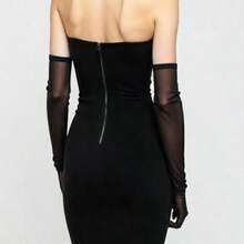 Long Black Sheer Oves Lace Opera Oves Mesh Women Formal Ove Tulle Ove 1920s Accessories Tea Party Accessory Flapper Prom Accessories For Women Bridal Wedding 21.65 Inch