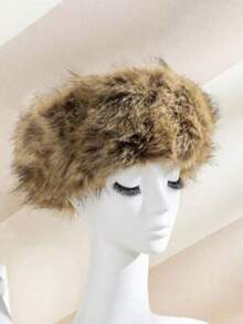 1pc Y2K Women Rose Plush Headband, Earmuffs Headband, Hollow Top Fluffy Winter Warm Hat Accessory