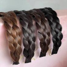 Headband 4 Strands Synthetic Hair Plaited Headband Braid Braided With Teeth Hair Band Beauty Accessory Stretch Braid Headbands Hairpiece For Women (Dark Brown),Darkbrown - 深棕色 - 查看 7