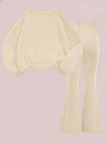 2pcs/Set Girls Sweet & Fresh Cherry Print Sweatshirt Set, Soft & Skin-Friendly, Casual Everyday Wear For Spring & Autumn - Apricot - View 3