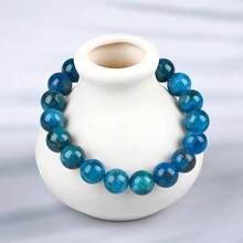 LPBeads Handmade Natural Gemstone Stretch Elastic Bracelet Healing Crystal Round Stone Beads Jewelry Gifts For Women Men,10mm,BlueApatite - Apatite xanh - Xem 7