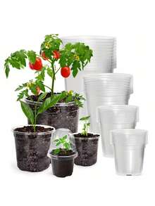 3.5/4/5/6.5-Inch Plant Nursery Pots With Humidity Domes Clear Seedling Pots With Lids, Small Seed Starters, Plastic Cups Planting Tools Set - Clear - View 10