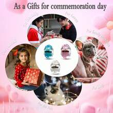MICOO 925 Sterling Silver Charms For Bracelets,Fashion DIY Dangle Pendants Beads Simulated Birthstone Charms,Birthday Gifts For Women,3BlueWhiteandPinkCharms - 3個藍白粉紅吊墜 - 查看 6