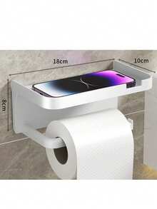 2/1 Pc No Drilling Matte Black Tissue Holder Wall Mounted - Self-Adhesive Toilet Paper Hanger With Sturdy Storage Rack, Premium Adhesive Tape For Strong Adhesion, Suitable For Bathroom, Kitchen, Toilet, Small Spaces - Modern Space-Saving Bath Organizer With Sleek Matte Finish - Multicolor - View 13