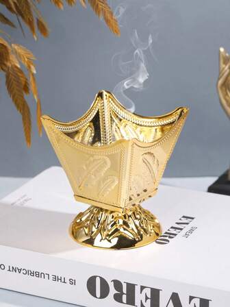 1pc/Set Polygonal Metal Incense Burner, Luxurious Gold Incense Holder. Suitable For Spa, Yoga And Meditation, Durable Home Decor, Unique Gift Idea, Incense Stand, Room Decoration, Arabic Style Charcoal Clip Design, Spice Clip, Can Be Used With Incense Burner, Suitable For Various Occasions And Festivals.