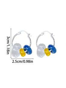 A Pair Of Colorful Candy Bead Earrings, Fashionable Decoration For Women, Contrasting Earrings, Dopamine Sweet And Versatile Ear Accessories - Multicolor - View 9