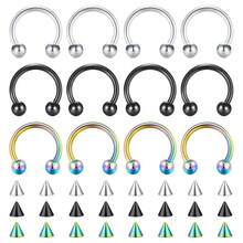 Mayhoop 16G 20Pcs Surgical Steel Nose Rings Septum Rings Captive Bead Rings Horseshoe Piercing Jewelry Cartilage Helix Daith Tragus Earring Hoop Lip Hinged Seamless Nose Hoop Ring For Women Men,8mm(5/16inch)-Mix - 8毫米(5/16吋)混合 - 查看 1