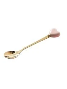14cm 4pcs Set Premium Luxury 410 Stainless Steel Spoon Set, Ceramic Heart Handle | Gold Plated | Perfect For Afternoon Tea & Desserts | Ideal For Cafes & Weddings | Elegant Afternoon Tea & Travel Cutlery, Cafe Supplies, Refined Tableware Decor, Decorative Spoons, Durable Flatware - Multicolor - View 14