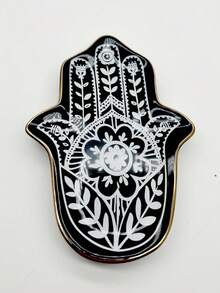 1pc Ceramic Jewelry Storage Tray, Creative Gold Edged Ring Necklace Jewelry Tray. Palm Shaped Home Decoration. Jewelry Storage - Multicolor - View 12