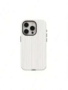 Minimalist Light Khaki Striped Phone Case For Iphone 16 Pro Max, 15 Pro, 13, 11, 12, XS, 8 Plus, And 7.Suitable For IPhone 17 Air - 白色 - 查看 1